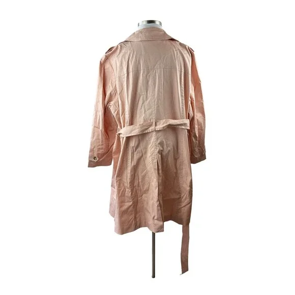 Talbots Polished Trench Coat Tie Belt Pink Women's Plus Size 3X - Picture 6 of 12